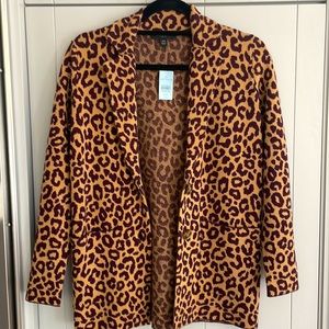New Ann Taylor animal print sweater jacket XXSP